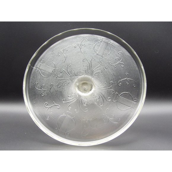 Vintage Jeannette Glass Co. Clear Depression Glass Cake Stand Harp Pattern 4 1/2 - Picture 5 of 10